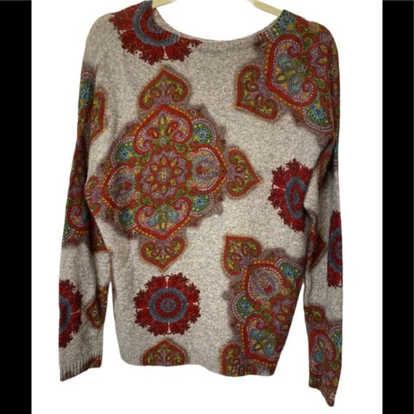 Princess Goes Hollywood wool yak grey sweater Small oversize colourful mandalas - Picture 2 of 10